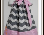 Custom Made Pillowcase Dress Sizes Available-New Born to 8 years old-Chevron Gray