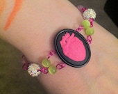 7' Anatomical heart bracelet in fuchsia and lime green