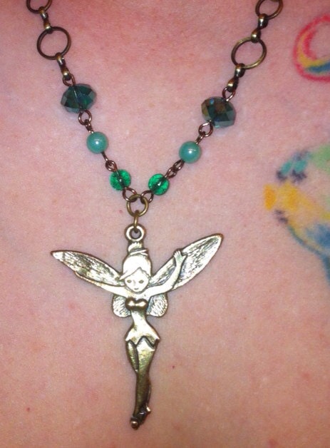 18" Fairy Necklace in greens