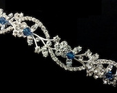 Something Blue Floral Crown, Vine Tiara, Vineyard Weddings Hair Jewelry, Crystal Headpiece, ADORNA BLUE