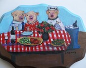 Acrylic Painting Of Pigs Having A Romantic Dinner