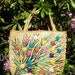 Vintage Large Raffia Straw Floral Bag Nassau