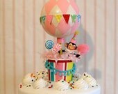 Hot Air Balloon Riding Monkey/Cake Topper/Party Decoration