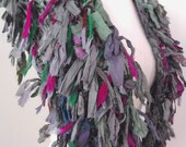 distressed raggy silk collar wrap scarf