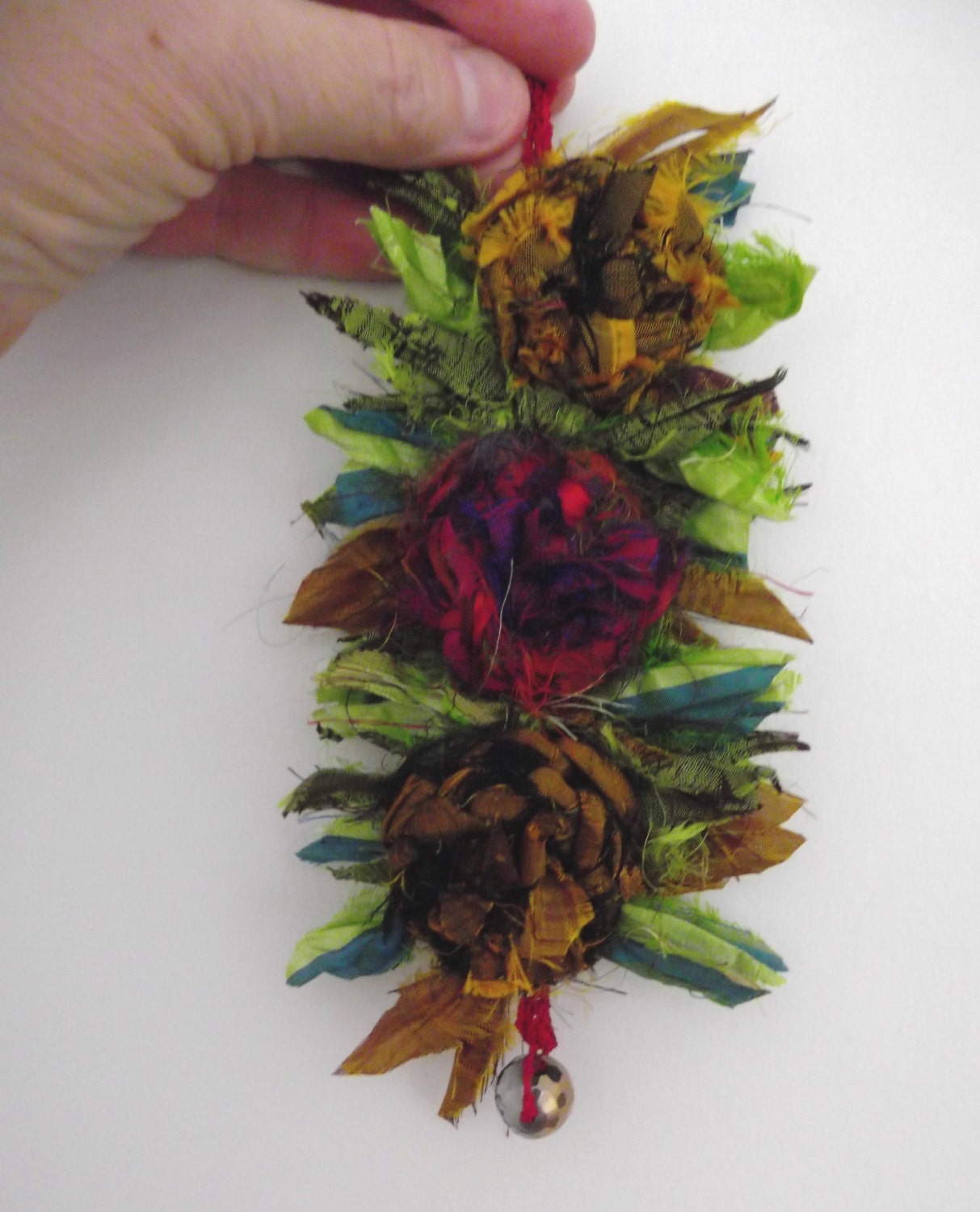 recycled silk  bohemian  rose cuff  bracelet