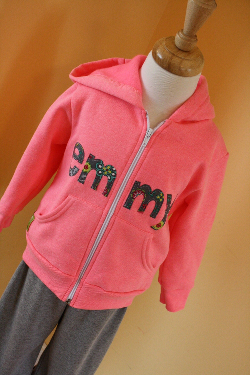 Personalized Name Hoodie - 4T Pink, 2T Royal Blue, 6 Navy Blue You choose fabric color