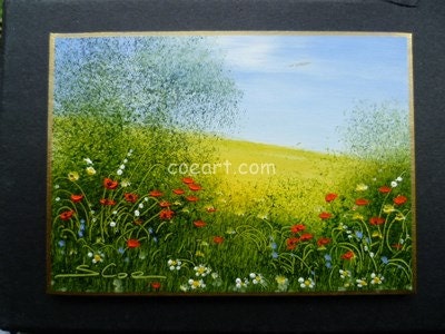 ACEO Original Miniature Oil Painting Red Poppies