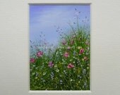 ACEO Mounted Original Miniature Oil Painting Wildflowers by Sandie Coe