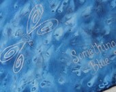 Something Blue Silk Handkerchief Hand Painted Ladies Bridal Hankie Scarf Dragonfly Navy Blue Sapphire