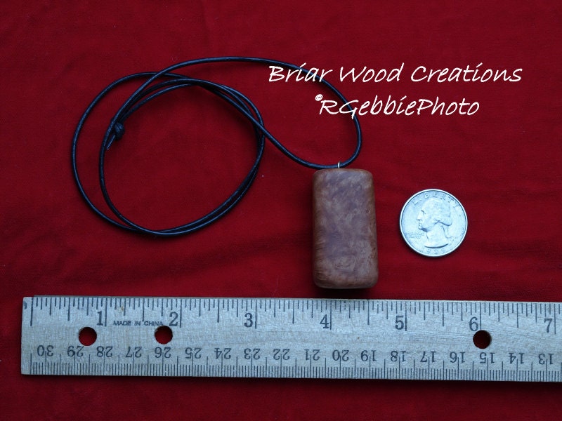 Solid Briar Wood Block Pendant