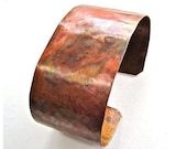 Mens Rustic Copper Cuff Bracelet Masculine Hammered Metalwork