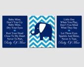 Nursery Art - Baby Mine Chevron Elephant - Set of Three 8x10 Nursery Prints -  Dumbo Song Lyrics - Choose Your Colors