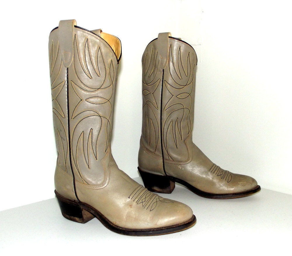 grey cowboy ankle boots