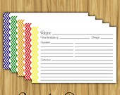 Rainbow Chevron Recipe Cards - INSTANT DOWNLOAD, 5 Recipe Cards