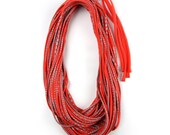 Red and Grey Infinity Scarf - Valentine Circle Scarf - Womens Mens Necklace Fabric Jewelry - Spring Scarf - Summer Fashion Unique Loop CIJ