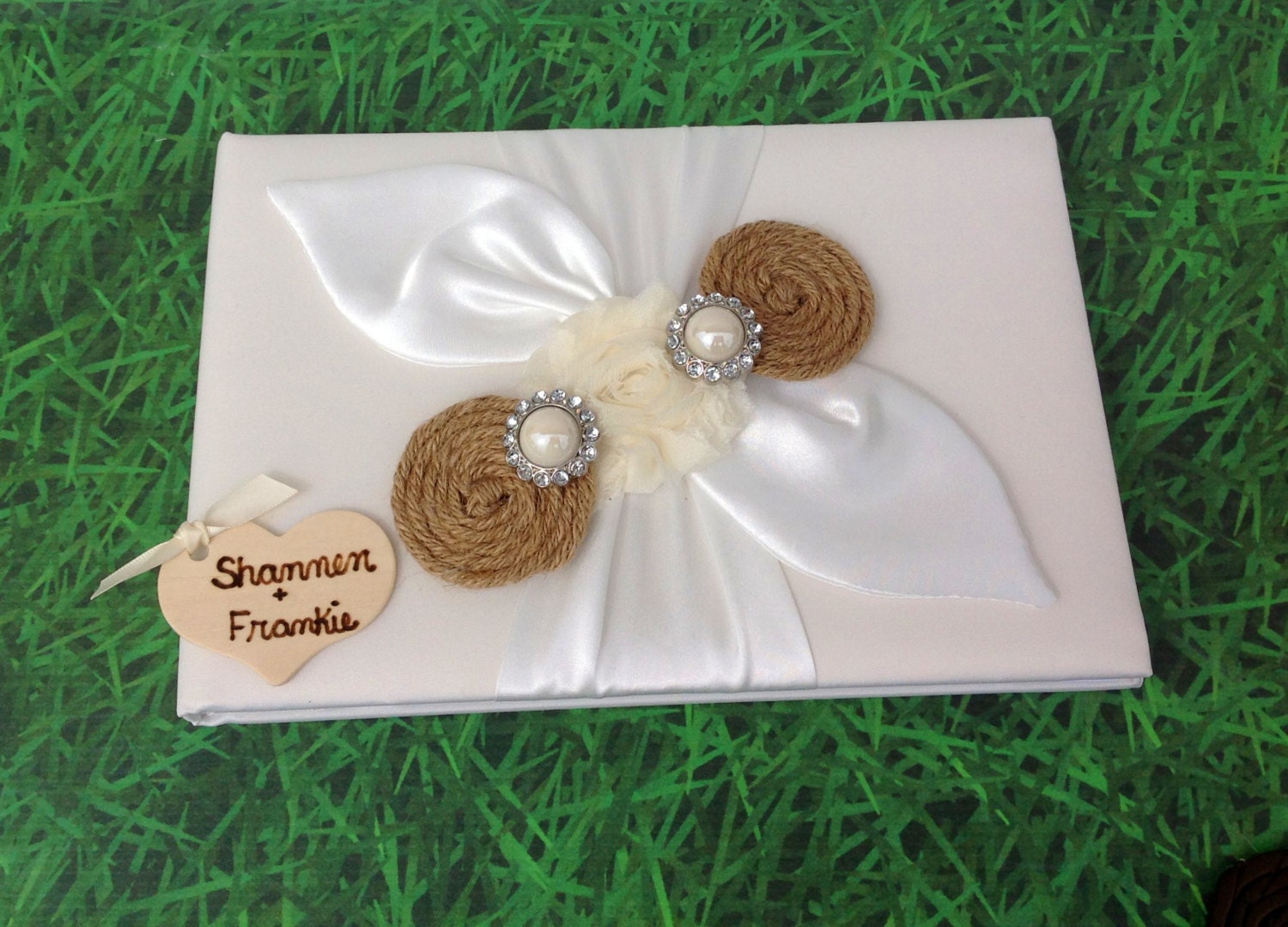 Burlap Wedding Guest book , custom guest book / You PICK COLoRS /  name book ,  rustic guest book 