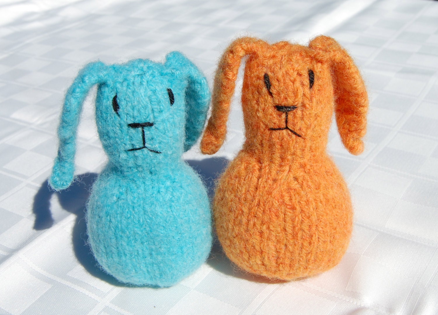 TWO Honey Bunny Cat Toys  - Hand Knit Wool Felted Organic Catnip DURABLE