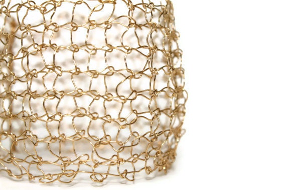 Gold Knitted Bracelet Cuff