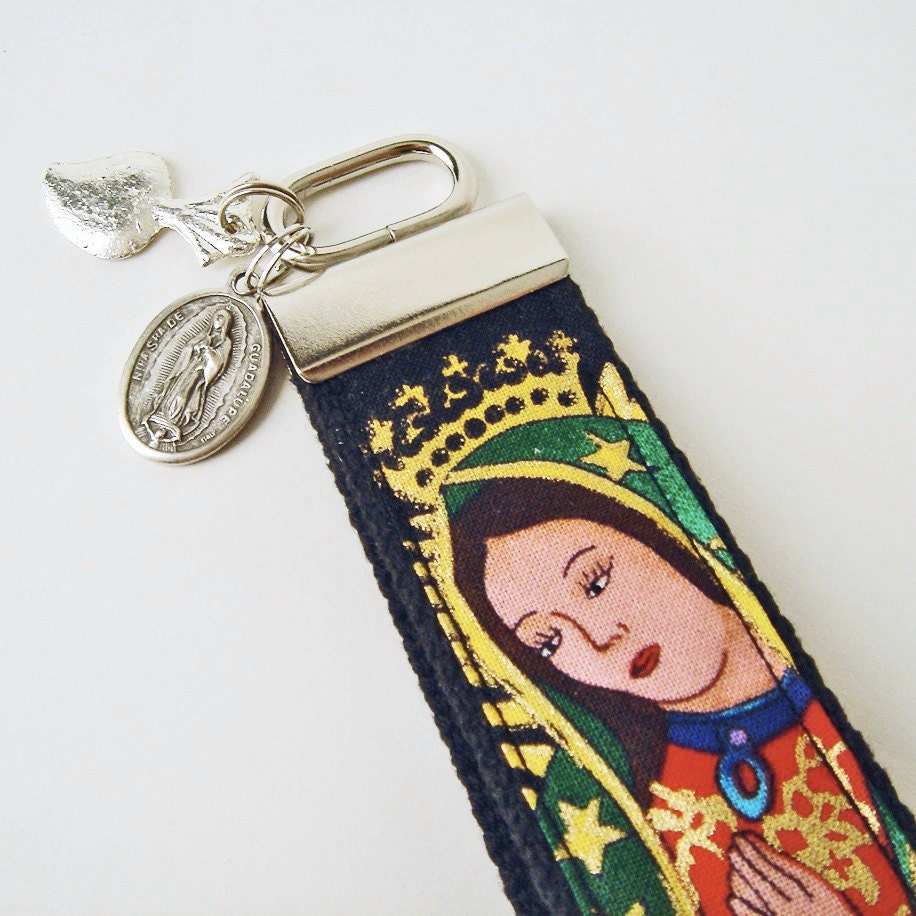 Our Lady of Guadalupe Wristlet Keychain with charms