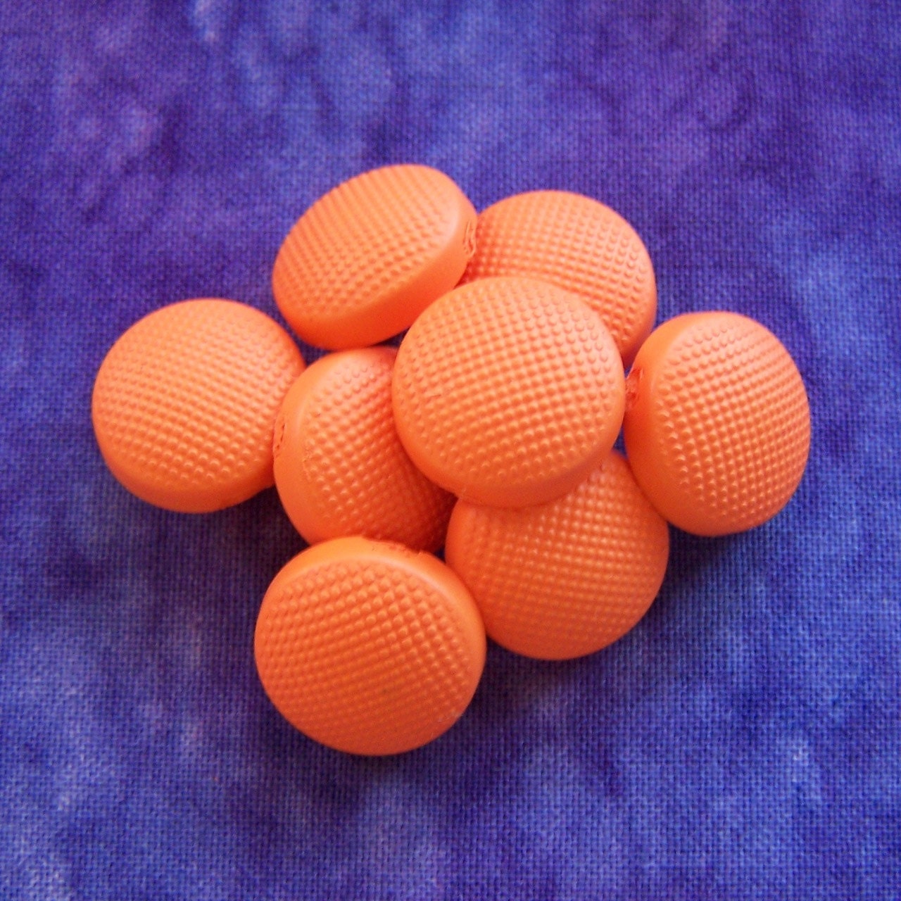 vintage shank buttons Neon Orange pebbled 5/8" x8