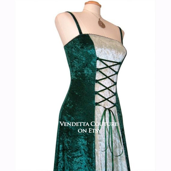 Medieval Gothic Slip Dress with corset lacing Made to order in your choice of colours and size