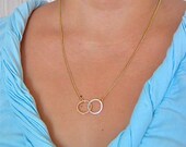 Hammered Sterling Silver and 14k Gold infinity necklace - FREE U.S. SHIPPING