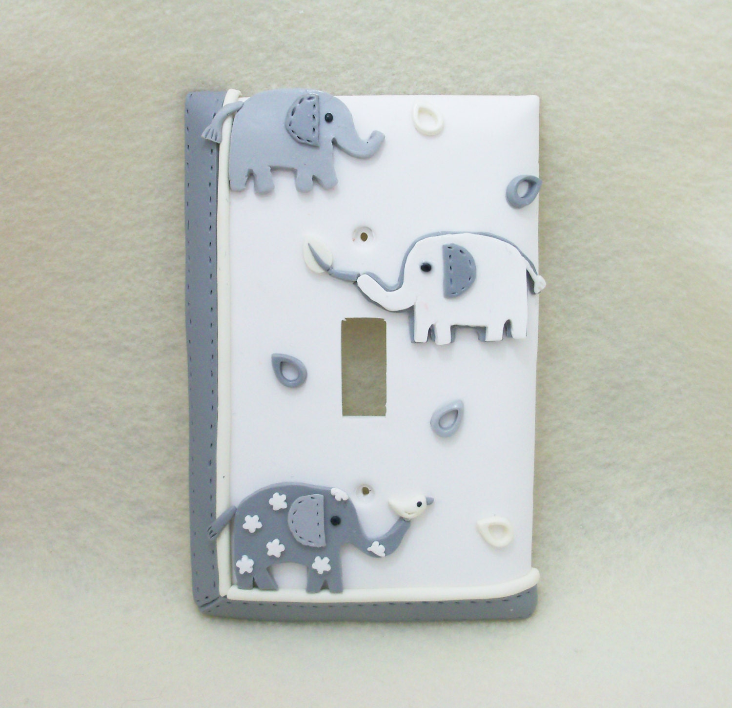 Elephants Light Switch Cover Gray and White - Children's, Nursery, Toddler's Lightswitch or Outlet Cover