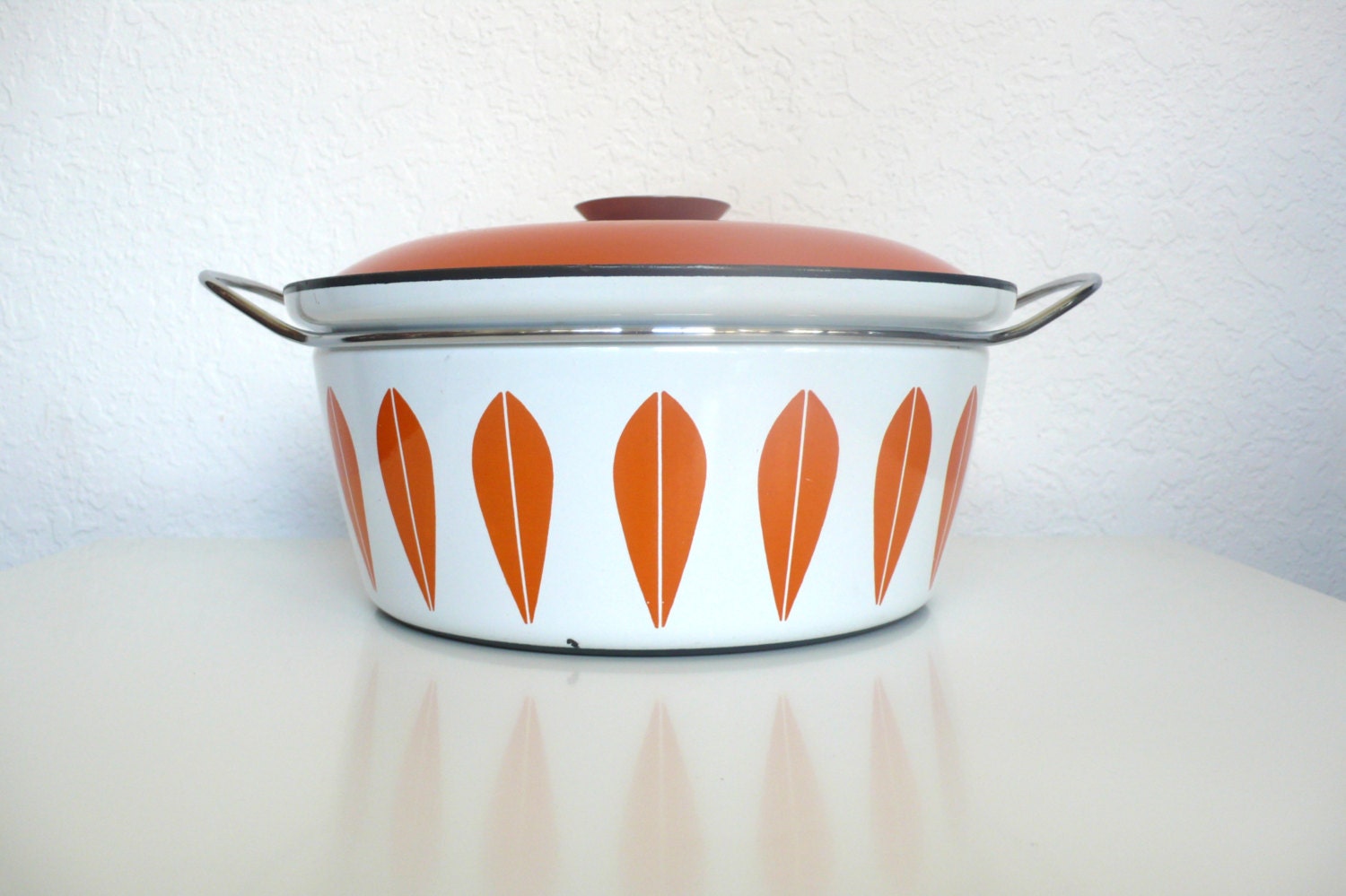 Orange and White Cathrineholm Lotus Pot
