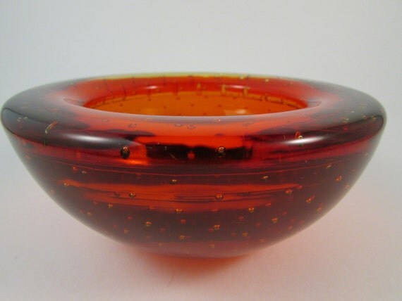 Vintage Murano Red Art Glass Bowl by LadyRoseTreasures on Etsy