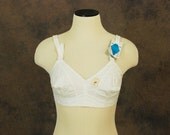 vintage 50s Bra - White Cotton Deadstock Unworn Bralette Sz 36A