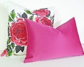 Pink Throw Pillows, Oblong Pillow Covers, Vivid, Solid Pink, NEW, Duchess Satin, Cushion Cover, Kids and Dorm Decor 12x20