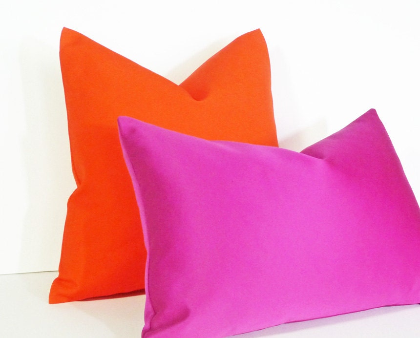Neon Orange Pillow, Bold, Bright, Vibrant, Throw Pillow Covers, Solid Orange Cushion Cover, Kids and Dorm Decor 18x18