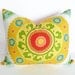 Colorful Suzani Pillow, Yellow Green Red Blue, Large Medallion, Unique, Eclectic, NEW Bohemian Decorative Throw Pillows 16x20