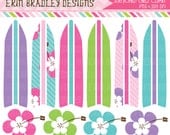 Girls Surfboard Clipart Personal & Commercial Use Clip Art Graphics INSTANT DOWNLOAD