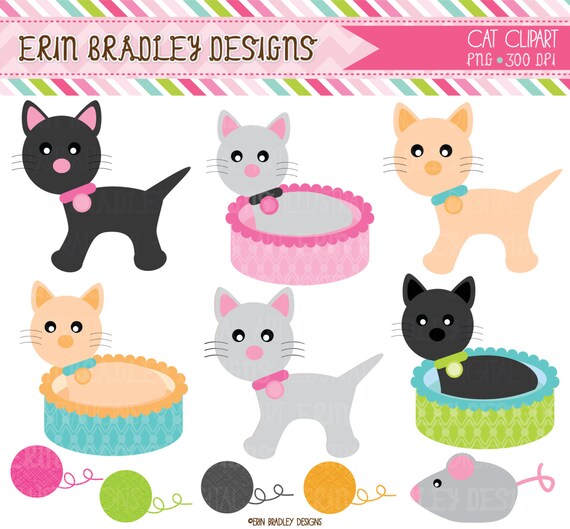 Cat Clipart Commercial Use Clip Art Graphics INSTANT DOWNLOAD Il_570xn