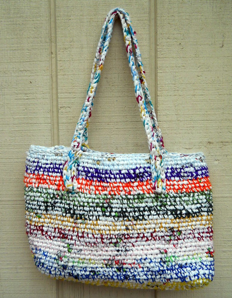 Summer Tote made from plastic bags