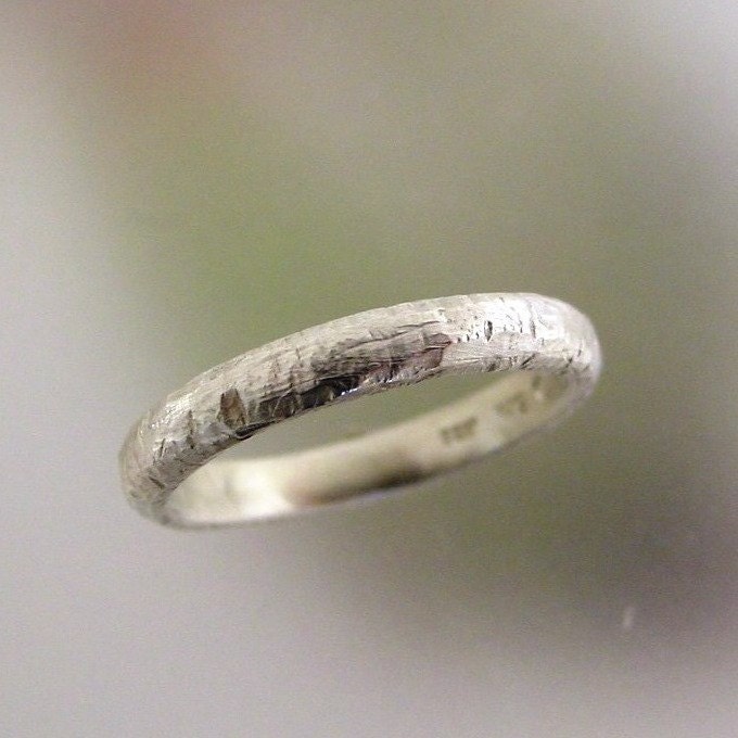Mens Wedding Ring, Rustic Texture Sterling Silver Wedding Band, Made to order in your size