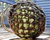 Glass Fishing Float Collectible, 5 to 6" D, Golden Lime EURO MARKED, Nautical Decor, Ocean Decor, Beach Cottage Decor, Coastal Decor