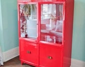 cabinet vintage mid century modern bookcase red high gloss lacquer car paint retro eames HOT