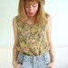25% OFF . . . Air Mail Vintage 70s Sleeveless Sheer Novelty Print Summer Tank Blouse SMALL MEDIUM S M