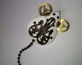 Steampunk White  Mouse or Rat Brooch/Pin Polymer Clay Jewelry