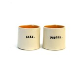 petite hand built porcelain salt and pepper cellars ... vessels  ... salt pig