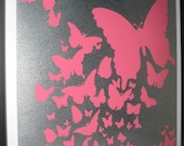 Pink Butterflies..Magnet Dry Erase Steel Memo Board //home decor //office organizer //wall organization / housewarming// desk // wall art