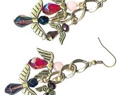 six protection guardian angels antique brass chain dangle earrings