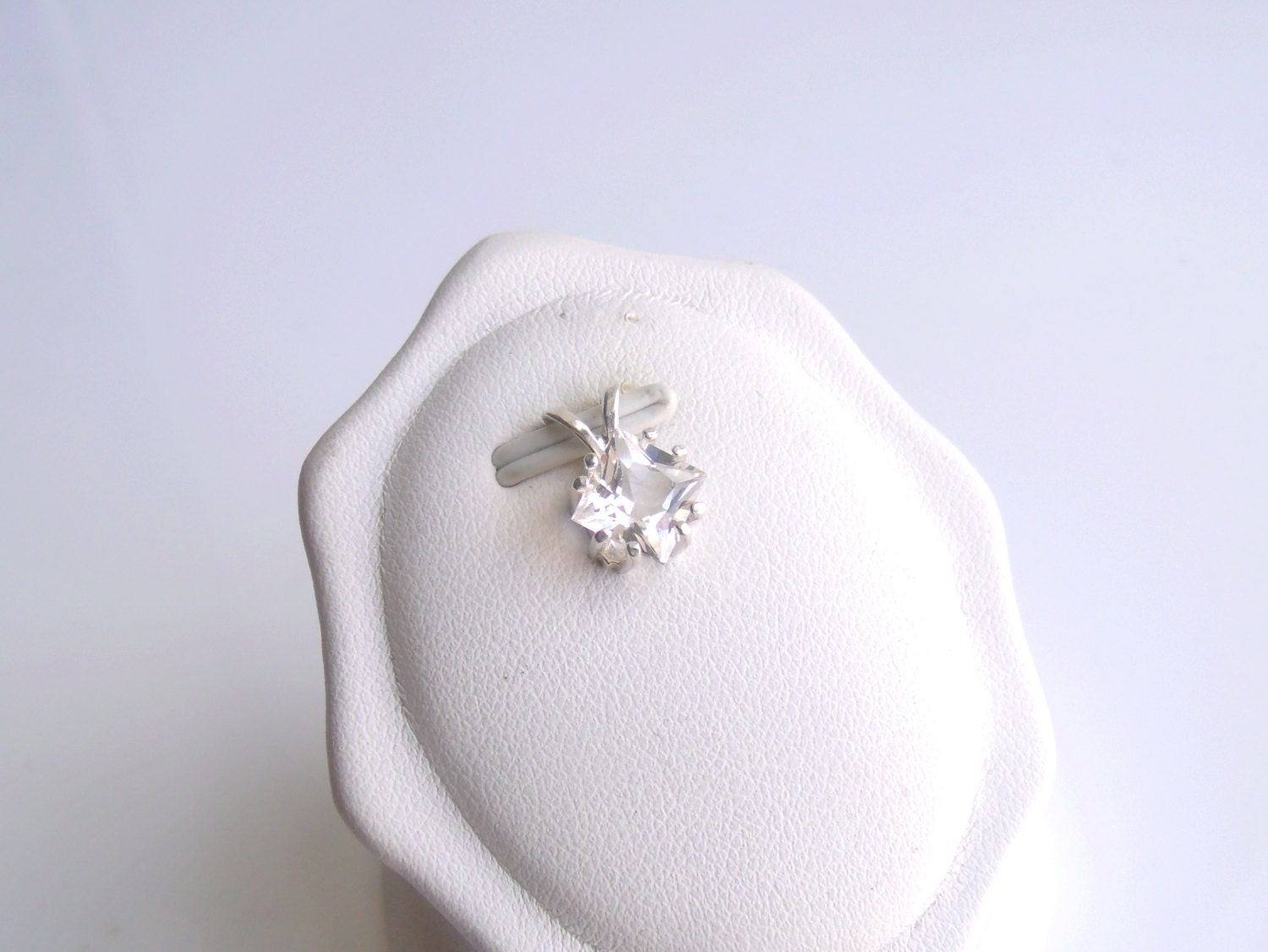 White Topaz Square Pendant Sterling Silver April Birthstone 6mm