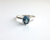 London Blue Topaz Ring Oval Sterling Silver December Birthstone Ready to ship size 7
