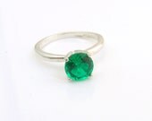 Emerald Ring Sterling Silver May Birthstone Ready to ship size 5