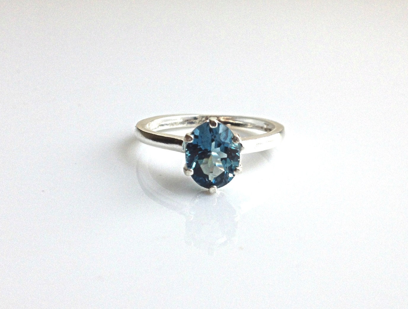 London Blue Topaz Ring Oval Sterling Silver December Birthstone Ready to ship size 7