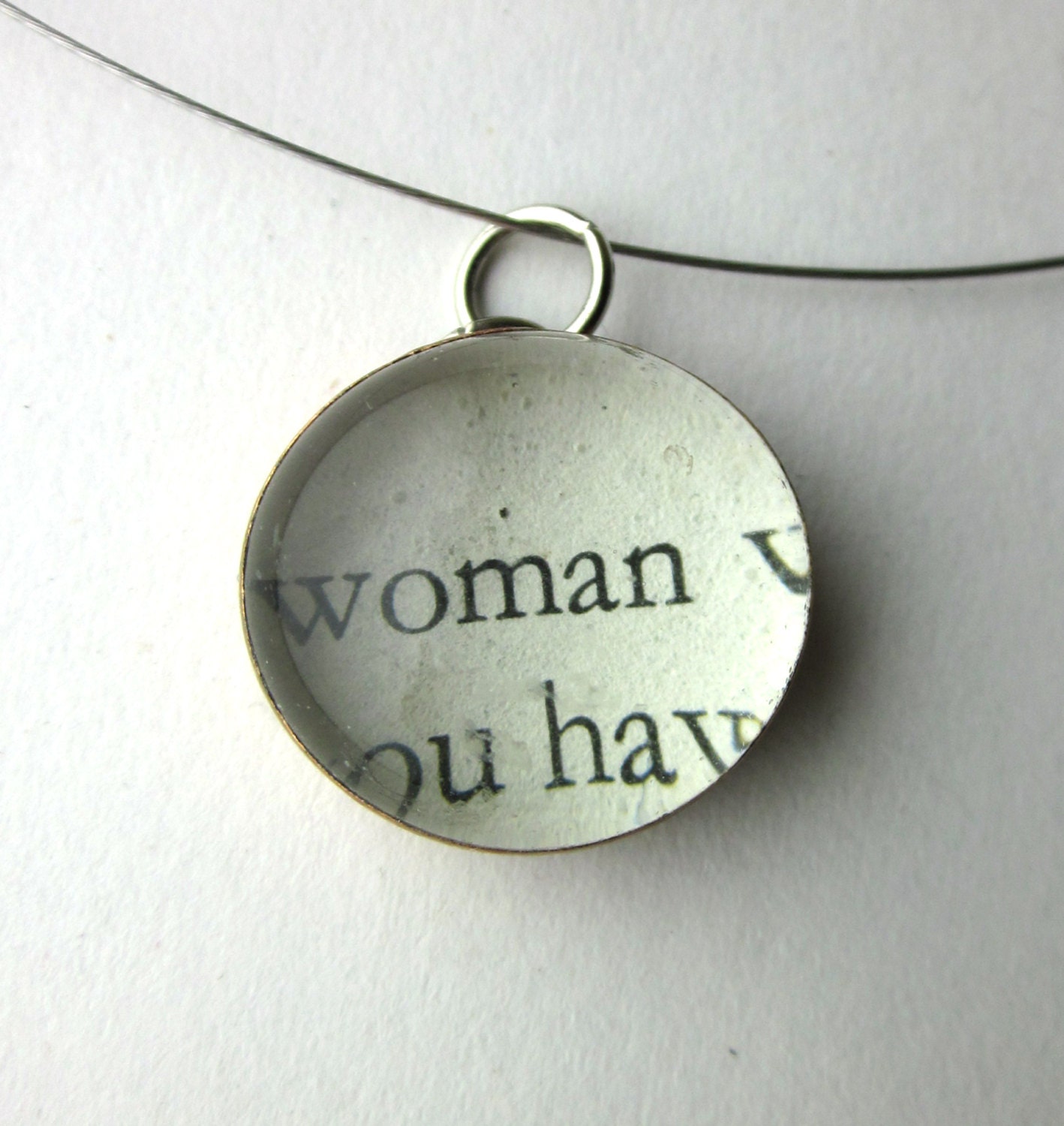 Woman Necklace, book page necklace, literary necklace, pendant