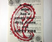 Mother print on a book page, a good mom has a sticky floor and happy kids